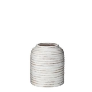 Threshold™ Striated Texture Wooden Vase   Whitew