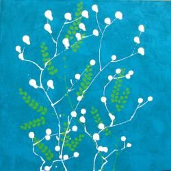 'Teal Branches' Gallery wrapped Embellished Art Print Canvas