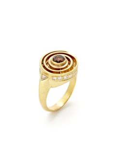 Brown & White Diamond Spiral Ring by Tom Cherin