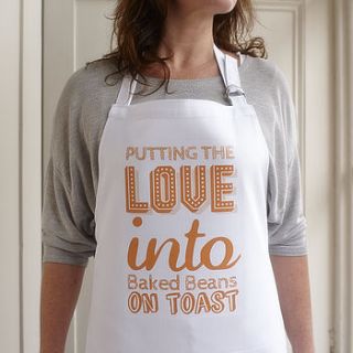 putting the love into baked beans… apron by catherine colebrook