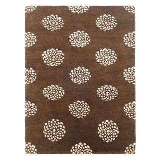 Hand knotted Beige/ Brown Floral Wool/ Silk Rug (56 X 86)