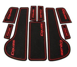 Black and Red Rubber Non slip Interior Door Mat Cup Mat for Chevy Cruze 09 2012  Doormats  Patio, Lawn & Garden