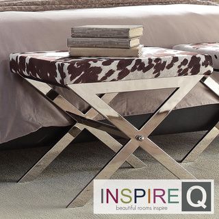 Inspire Q Southport Cowhide Print 22 inch Metal Bench