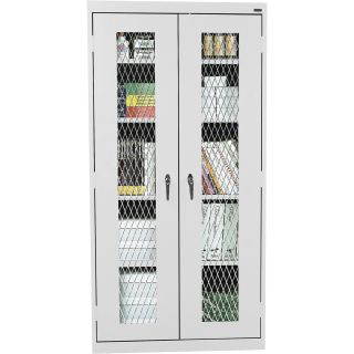 Sandusky Lee Welded Steel Storage Cabinet — Expanded Metal Front, 36in.W x 18in.D x 72in.H, Light Gray, Model# CA4M361872-05  Storage Cabinets