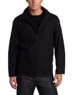 Perry Ellis Portfolio Men's Melton Open Bottom Jacket, Black, Large at  Mens Clothing store Wool Outerwear Coats