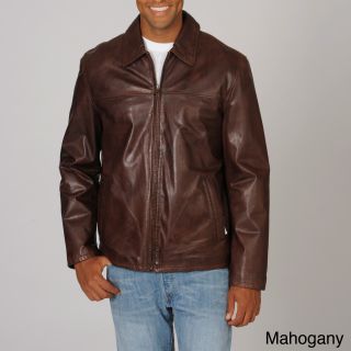 First Manufacturing Co. Inc Whet Blu Mens Black Shirt Point Collar Leather Jacket Brown Size M