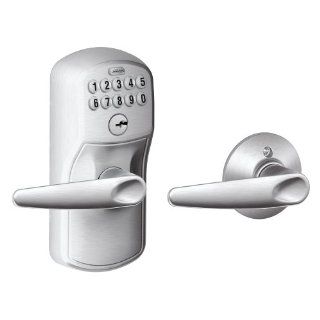 Schlage FE575 PLY 626 JAZ Plymouth Keypad Entry with Auto Lock and Jazz Levers, Brushed Chrome   Door Levers  