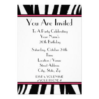 Zebra Print Birthday Party Invitation