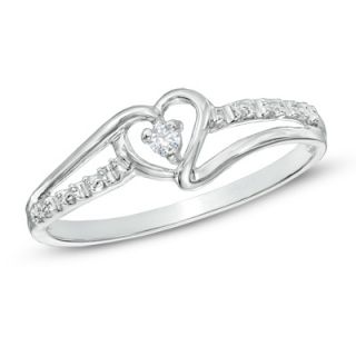 Heart Shaped Diamond Accent Ring in 10K White Gold   Zales