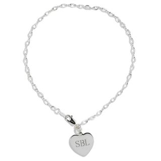 Sterling Silver Anklet with Heart Charm (1 3 Initials)   Zales