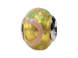 Zable Sterling Silver Murano Light Flower Murano Glass Bead Charm Charm Bracelets Jewelry