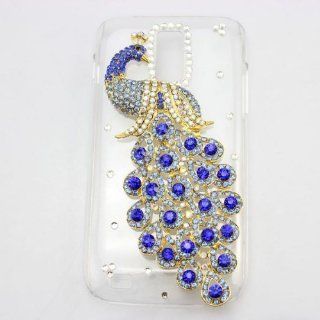 piaopiao bling 3D clear case peacock diamond hard cover for Samsung Galaxy S2 T989 T Mobile (dark blue) Cell Phones & Accessories