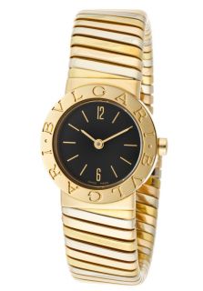 Bvlgari BB232TYWP  Watches,Womens Tubogas Black Dial 18k Solid Gold/Solid White Gold/Solid Rose Gold Bangle, Luxury Bvlgari Quartz Watches