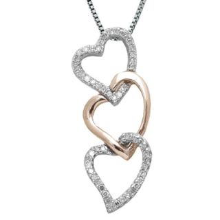 CT. T.W. Diamond Triple Heart Pendant in Sterling Silver and 10K