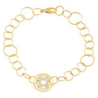 14K Yellow Gold Diamond Bracelet With Rho Plate Jewelry