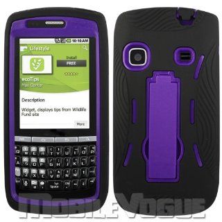 Reiko SLCPC06 SAMM580BKPP Premium Durable Hybrid Combo Case with Kickstand for Samsung Replenish (M580)   1 Pack   Retail Packaging   Black/Purple Cell Phones & Accessories