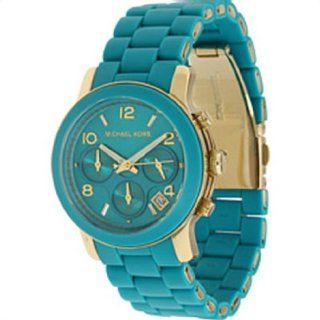 Michael Kors Turquoise Silicone & Gold Tone Chronograph Women Dial MK Watch Watches