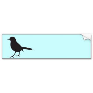 Sparrow bird black & white silhouette blue bumper sticker