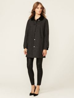 Athe Shearling Trimmed Wool Buckle Coat by Vanessa Bruno