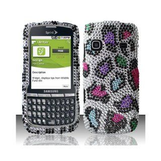 Silver Colorful Leopard Bling Gem Jeweled Crystal Cover Case for Samsung Replenish SPH M580 Cell Phones & Accessories
