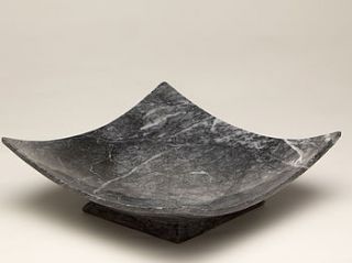 hand crafted square dark marble bowl by marbletree