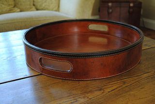 leather round tray by life of riley