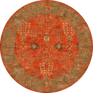 Hand tufted Transitional Oriental Pattern Red/ Orange Rug (6 Round)