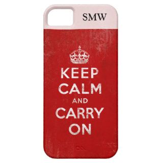 Vintage Deep Red Distressed Keep Calm and Carry On iPhone 5 Cases