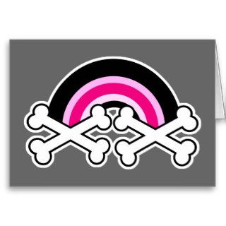 Emo Rainbow and Crossbones Greeting Cards