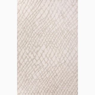 Handmade Ivory/ Gray Wool/ Art Silk Te X Tured Rug (8 X 10)