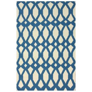 Nuloom Handmade Lattice Flatweave Kilim Blue Wool Rug (8 X 10)