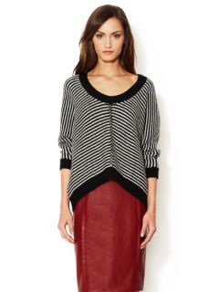 Striped Boxy Cashmere Sweater by Autumn Cashmere
