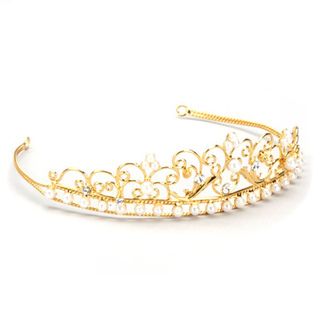 Sweetie Pie Collection Sweetie Pie Collection Girls Gold plated Beaded Tiara Gold Size One Size Fits Most