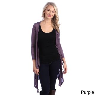 Stanzino Stanzino Womens Long Sleeve Asymmetric Hem Long Cardigan Purple Size S (4  6)