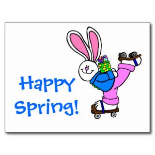Happy Spring Roller Skating Easter Bunny Postcard