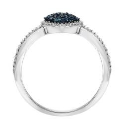 10k Gold 1/2ct TDW Blue and White Diamond Teardrop Ring (G H, I1 I2) Diamond Rings