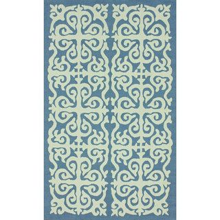 Nuloom Handmade Marrakesh Fez Blue/ Ivory Wool Rug (76 X 96)