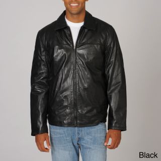 Whet Blu Mens Black Shirt Point Collar Leather Jacket