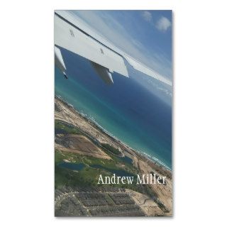 Landing/Airplane Wing Tropical Island Coastline Business Card Templates
