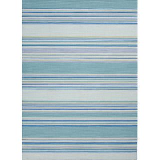 Handmade Flat Weave Stripe Pattern Blue Indoor Rug (5 X 8)