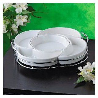 5 Piece Sectional Serving Track with Silverplated Rack Kitchen & Dining