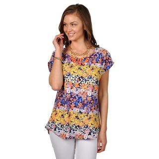Journee Collection Womens Scoop Neck Floral Print Top