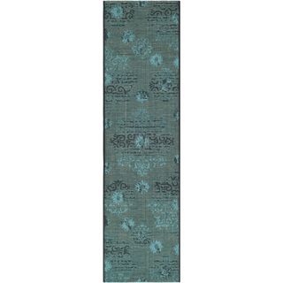 Safavieh Palazzo Black/turquoise Overdyed Chenille Accent Rug (2 X 36)
