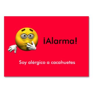 Spanish Allergy Info card   Peanut Business Cards