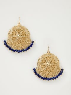GOLD AND LAPIS round filigree EARRINGS by Soixante Neuf