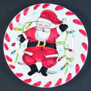 Vietri (Italy) Jolly Salad Plate, Fine China Dinnerware   Santa,Reindeer,Snowfla