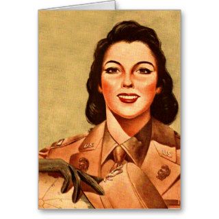 Vintage Retro Women 40s Military Woman WAAC Cards