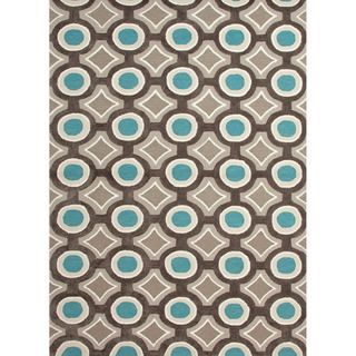 Hand tufted Contemporary Geometric Pattern Blue Rug (76 X 96)