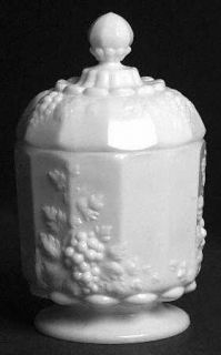 Westmoreland Paneled Grape Milk Glass Sugar Bowl & Lid   Stem 1881, Milk Glass,
