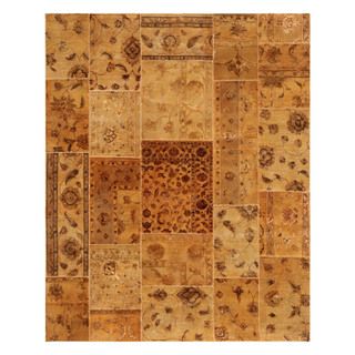 Hand knotted Beige/ Brown Abstract Wool/ Silk Rug (8 X 10)